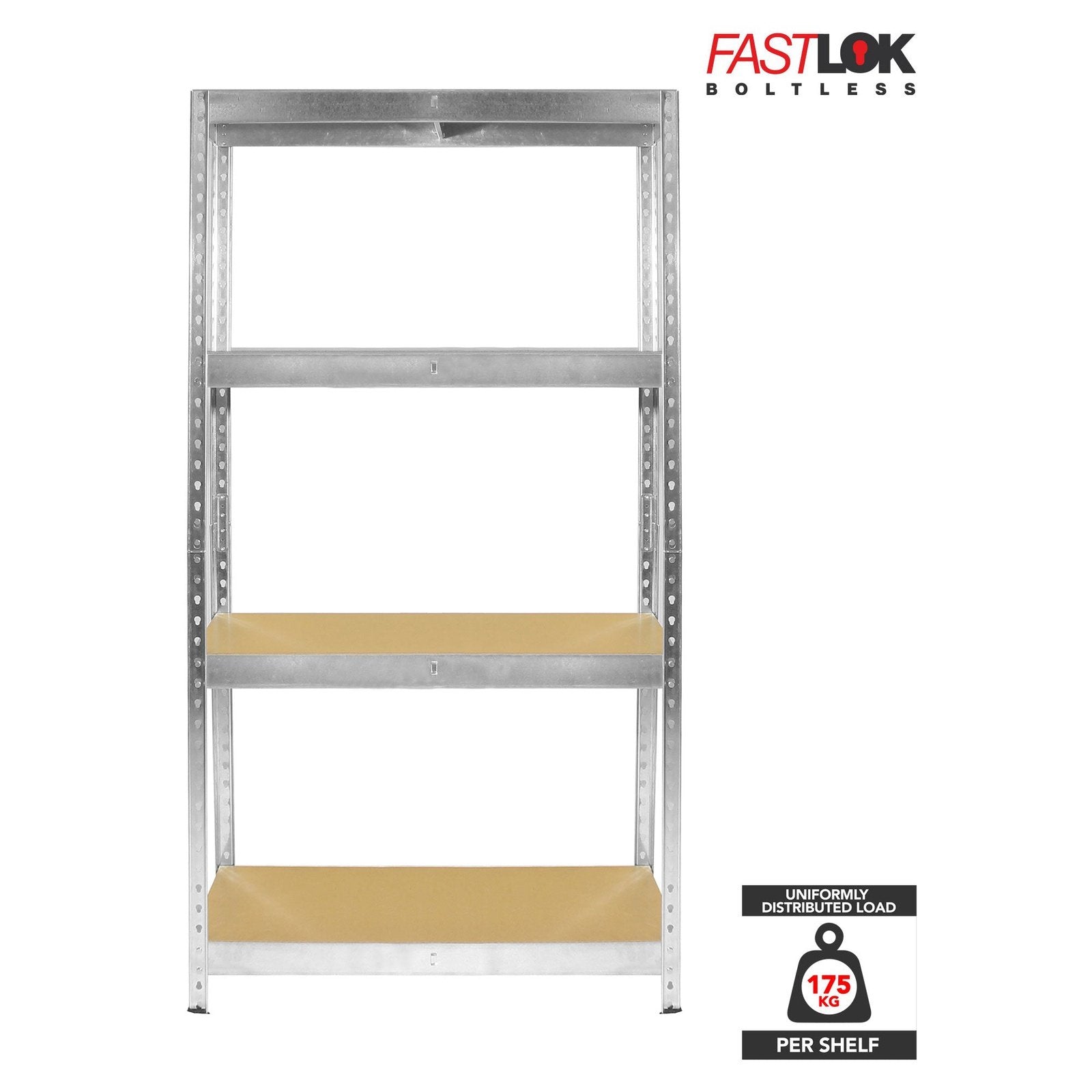 RB Boss FastLok 4x Tier Shelving Unit - 1600x750x350mm 175kgs UDL - Office Products Online