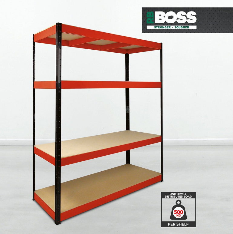RB Boss FastLok 4x Tier Shelving Unit - 1800x1600x600mm 500kgs UDL - Office Products Online
