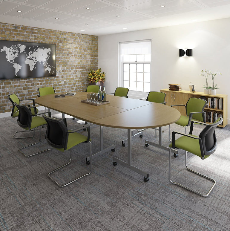 Rectangular fliptop meeting table with silver frame - Office Products Online