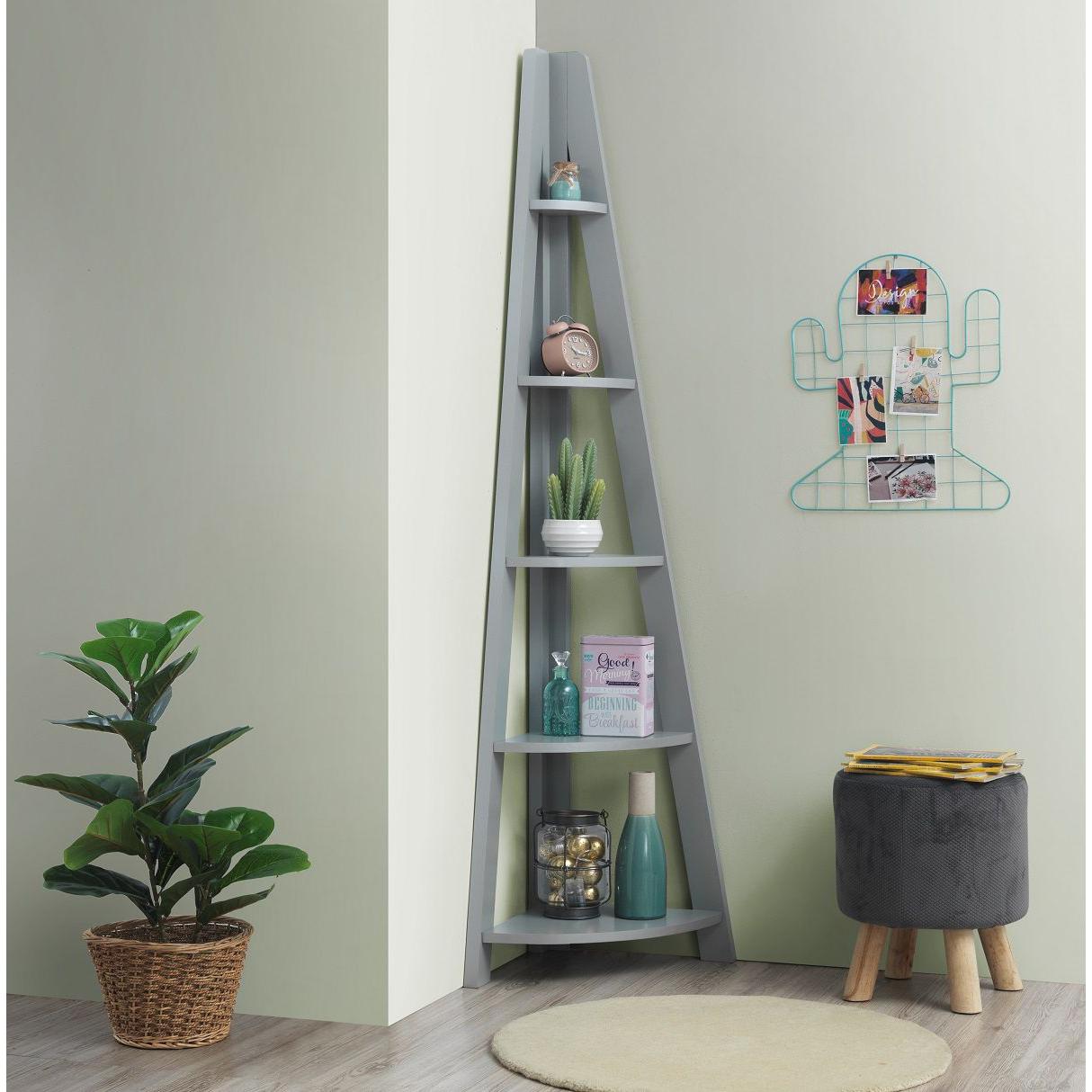 Riva Corner Shelf Ladder Bookcase allhomely