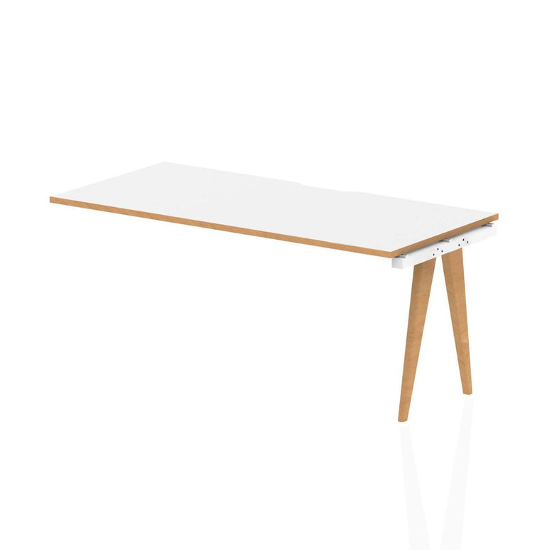 Oslo Single Row Extension Kit - MFC Rectangular Desk/Table, Wooden Legs, Natural Wood Frame, 1200-1600mm Width, 800mm Depth, 5-Year Guarantee