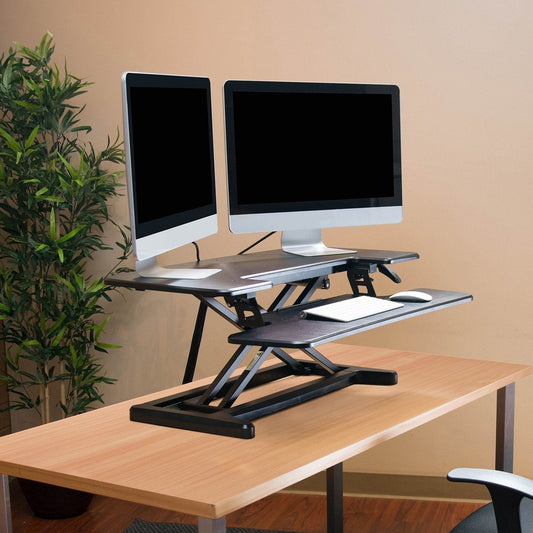 Sora height adjustable sit stand workstation for desks - Black - Office Products Online