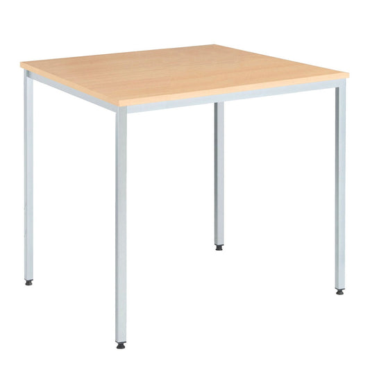 Square Table 800x800mm Beech Top - Silver Frame - Office Products Online