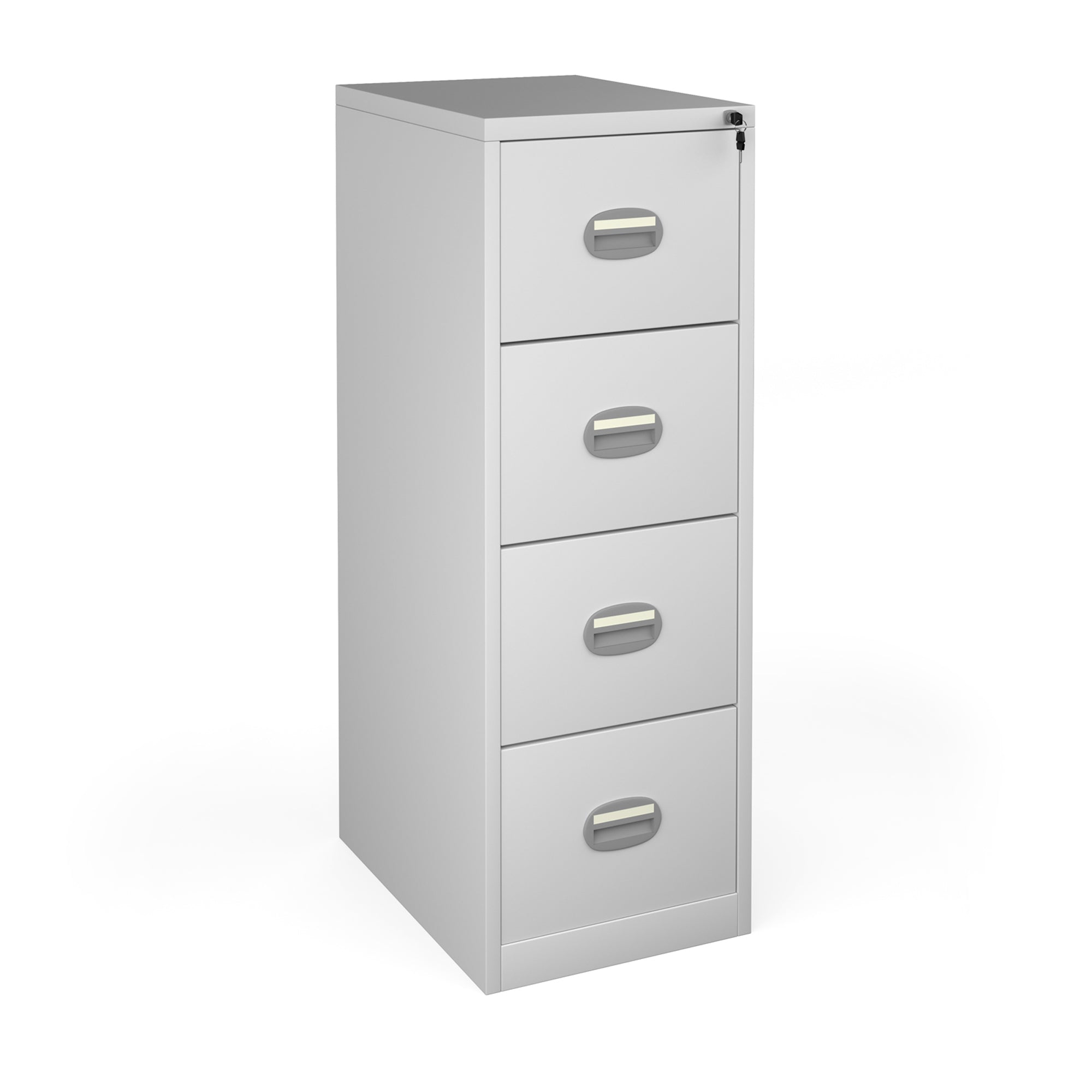 Steel 4 drawer contract filing cabinet 1320mm high - light grey - Office Products Online