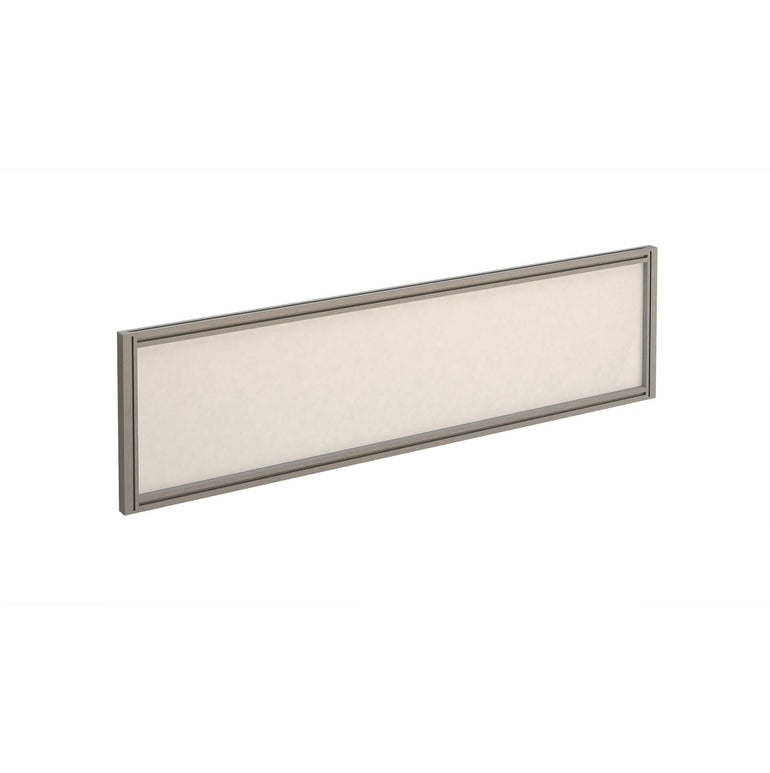 Straight glazed desktop screen in polar white with aluminium frame - Office Products Online
