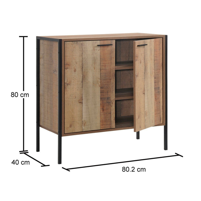 Stretton Door Sideboard Rustic Oak Panel Effect allhomely