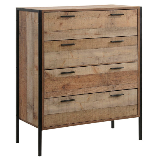 Stretton Drawer Chest Rustic Oak Panel Effect allhomely