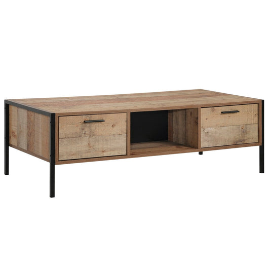 Stretton Drawer Coffee Table Rustic Oak Panel Effect allhomely