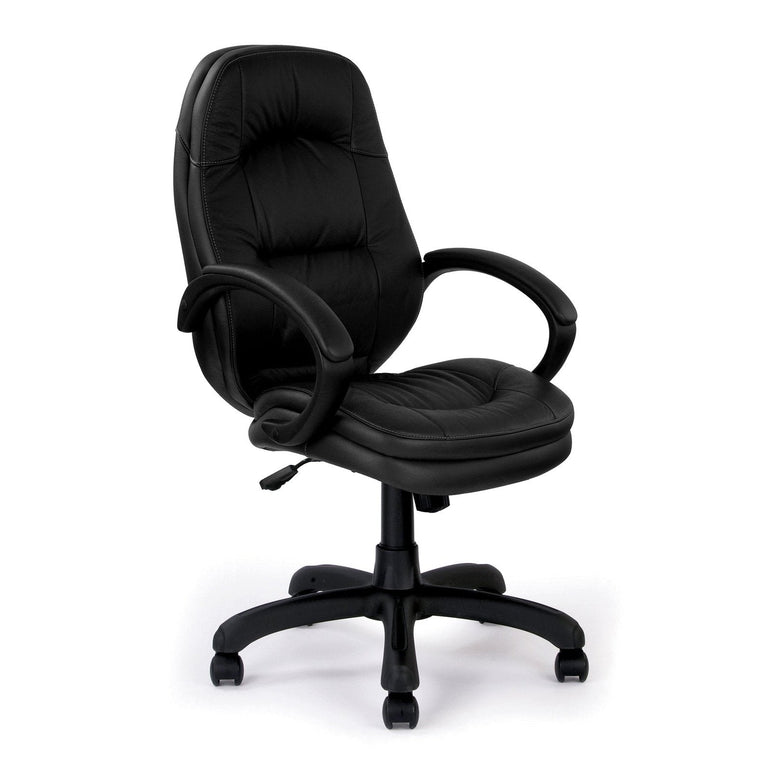 Stylish High Back Leather Effect Executive Armchair - Black - Office Products Online
