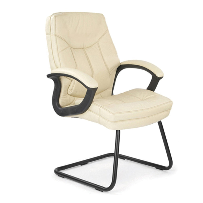 Stylish High Back Leather Faced Visitor Armchair with Upholstered Armrests and Pronounced Lumbar Support - Office Products Online