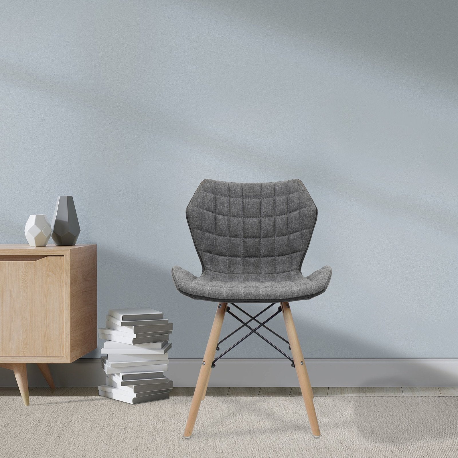 Stylish Lightweight Fabric Chair with Solid Beech Legs and Contemporary Panel Stitching - Office Products Online