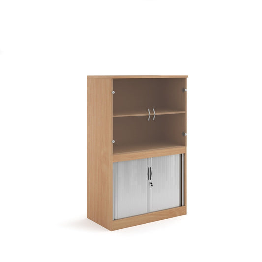Systems combination unit with tambour and glass upper doors - Office Products Online