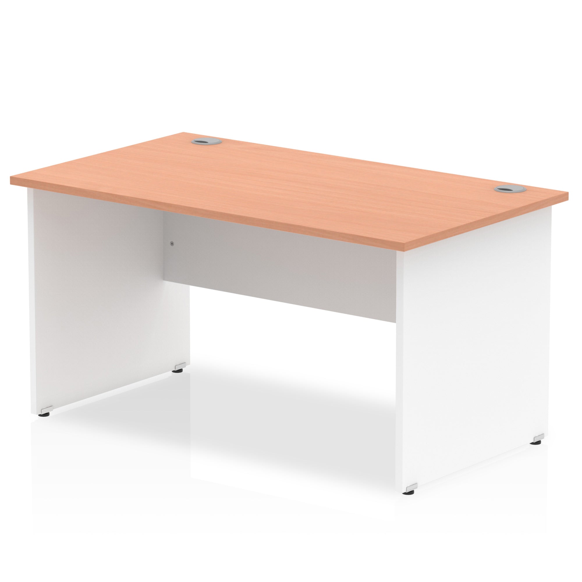 Impulse 1400mm Straight Desk Panel End Leg - Rectangular MFC Table, 1400x800 Top, Self-Assembly, 5-Year Guarantee, White & Matching Frame