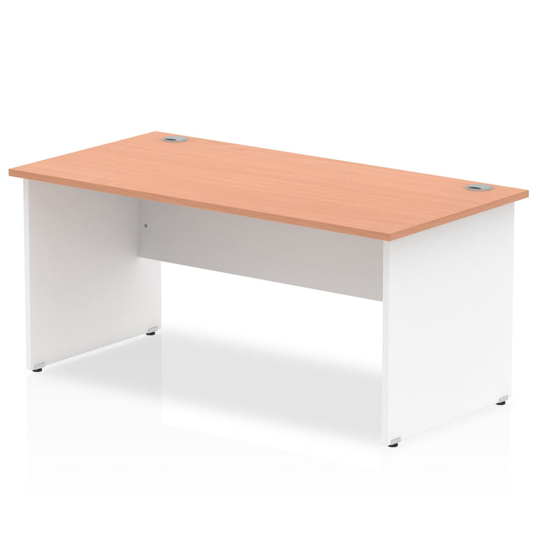 Impulse 1600mm Straight Desk Panel End Leg - MFC Rectangular Table, Self-Assembly, 5-Year Guarantee, 1600x800 Top, White/Matching Frame