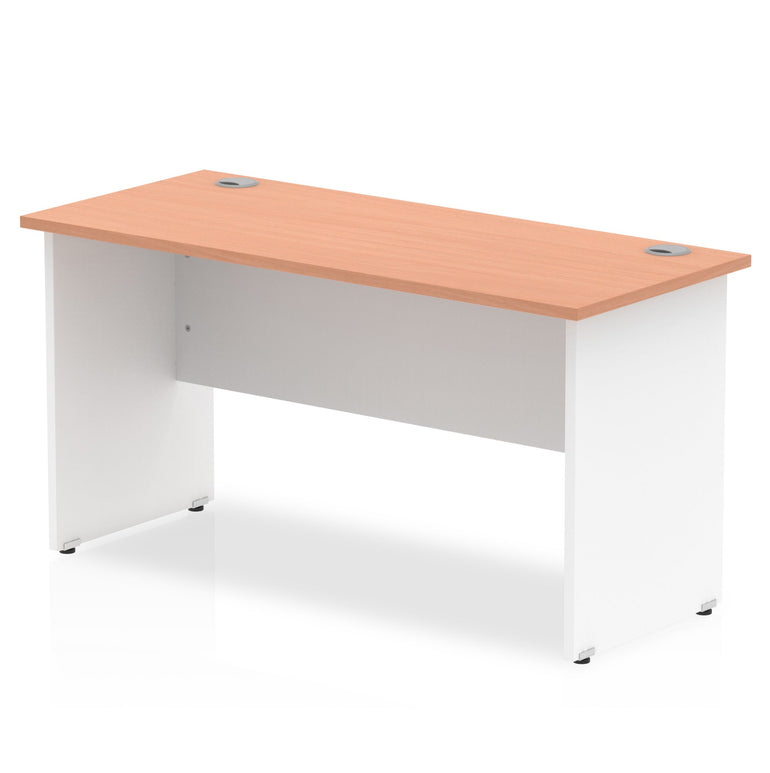 Impulse 1400mm Slimline Panel End Desk - Rectangular MFC, Self-Assembly, 5-Year Guarantee, 1400x600mm, White & Matching Frame, 35.6kg