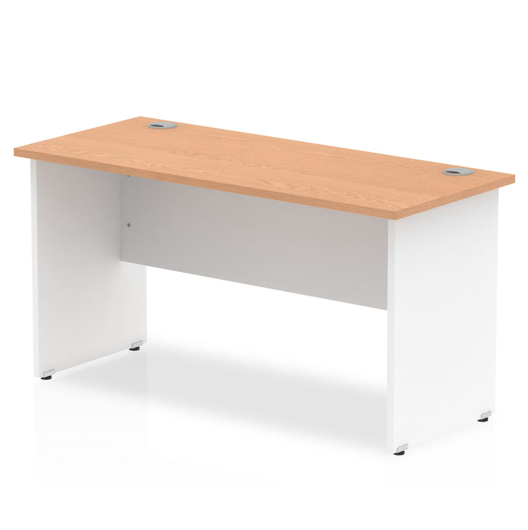 Impulse 1400mm Slimline Panel End Desk - Rectangular MFC, Self-Assembly, 5-Year Guarantee, 1400x600mm, White & Matching Frame, 35.6kg