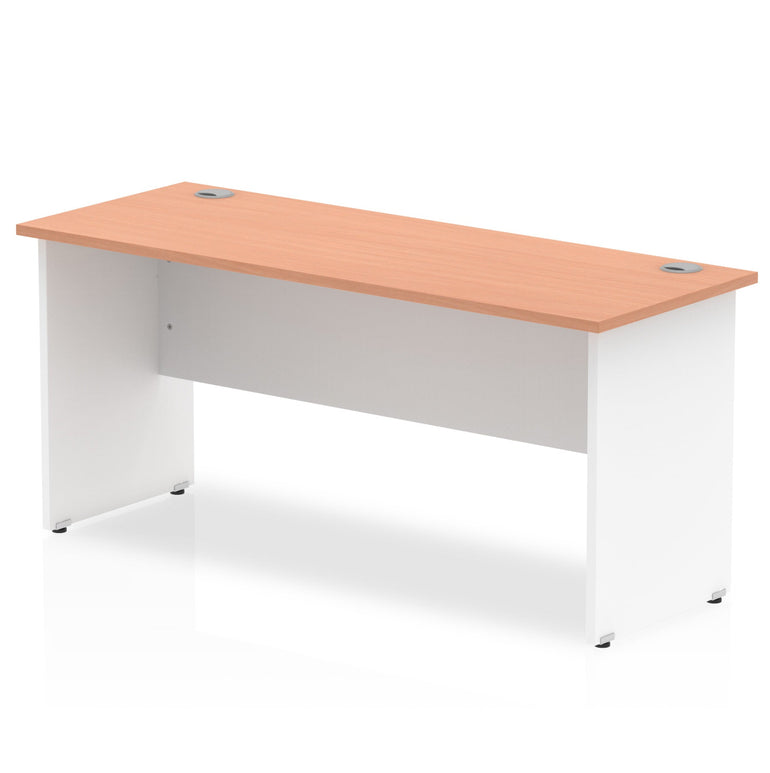 Impulse 1600mm Slimline Panel End Desk - MFC Rectangular, Self-Assembly, 5-Year Guarantee, 1600x600 Top, White Frame, 730mm Height