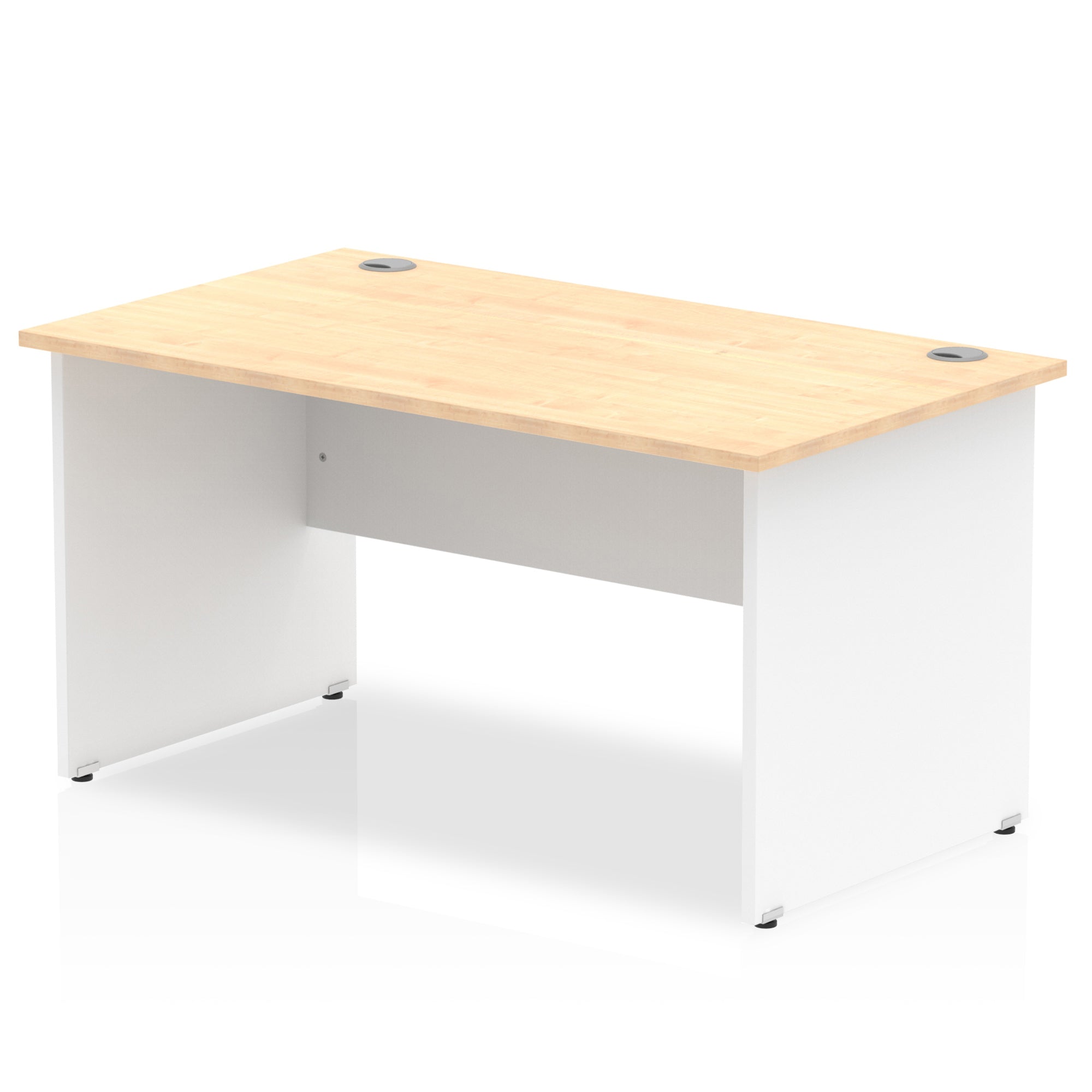 Impulse 1400mm Straight Desk Panel End Leg - Rectangular MFC Table, 1400x800 Top, Self-Assembly, 5-Year Guarantee, White & Matching Frame