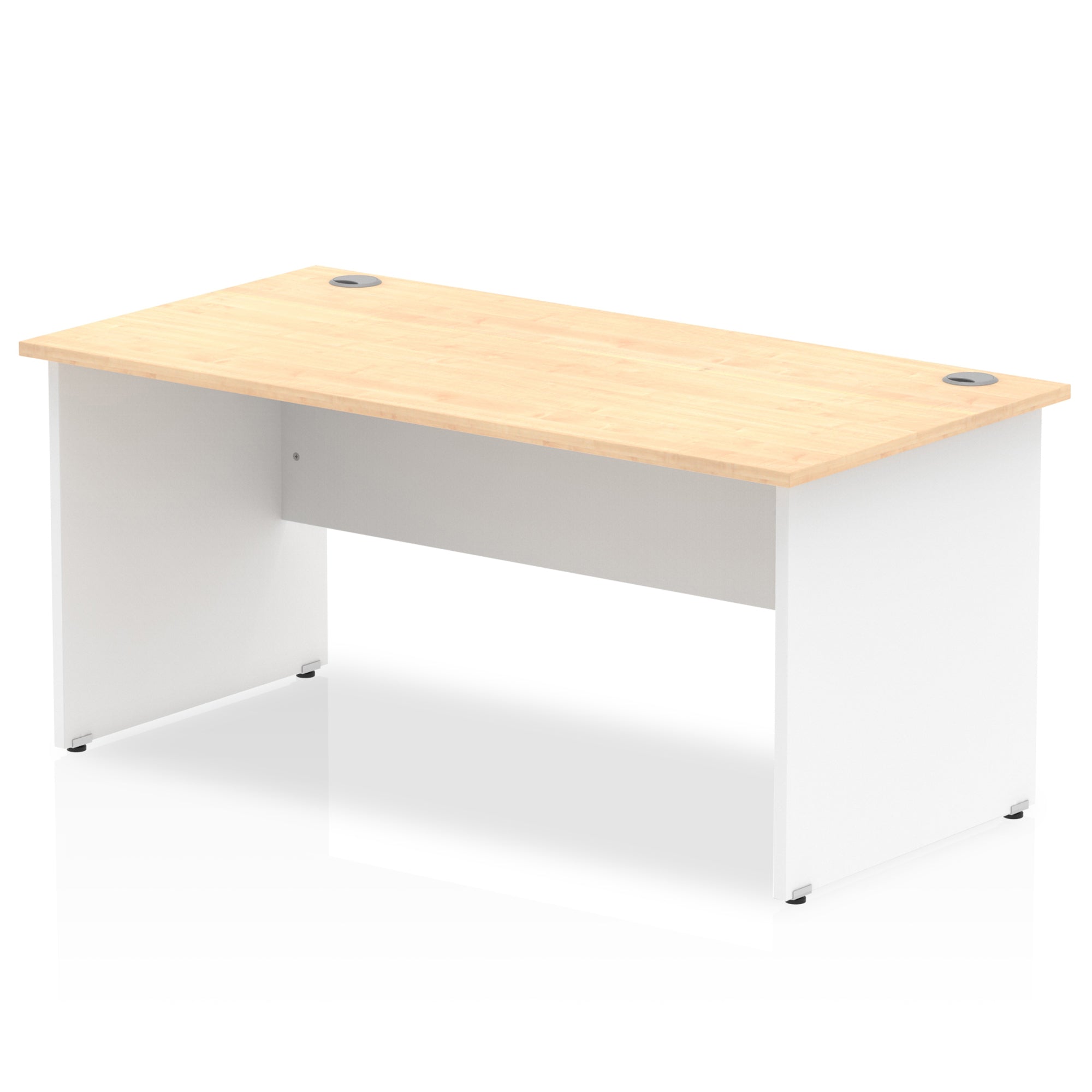 Impulse 1600mm Straight Desk Panel End Leg - MFC Rectangular Table, Self-Assembly, 5-Year Guarantee, 1600x800 Top, White/Matching Frame