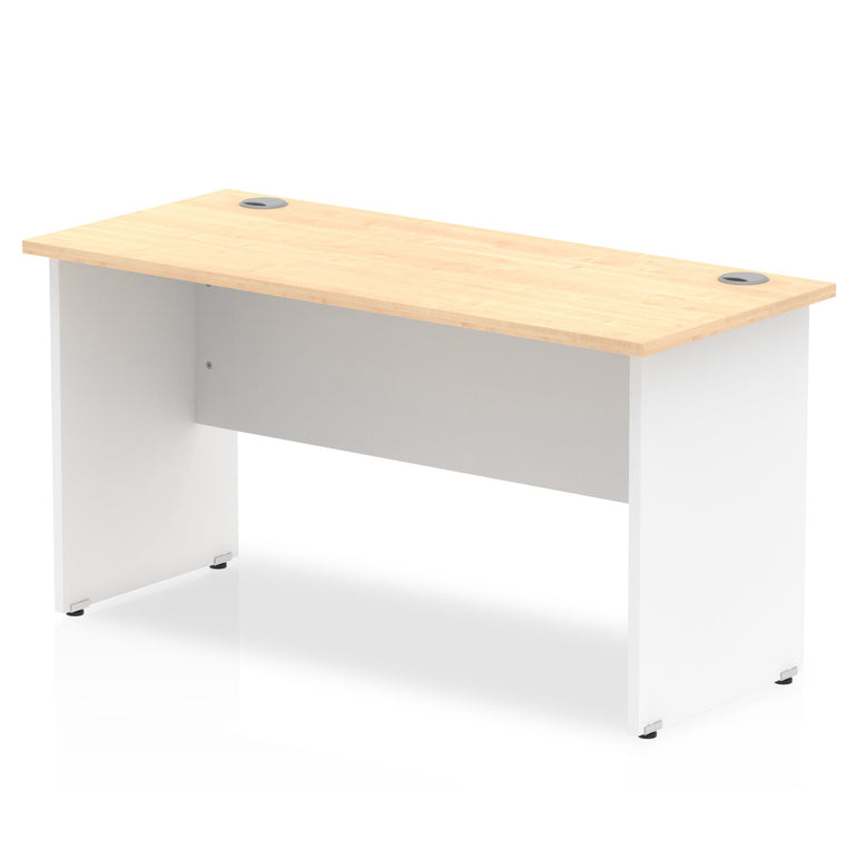 Impulse 1400mm Slimline Panel End Desk - Rectangular MFC, Self-Assembly, 5-Year Guarantee, 1400x600mm, White & Matching Frame, 35.6kg