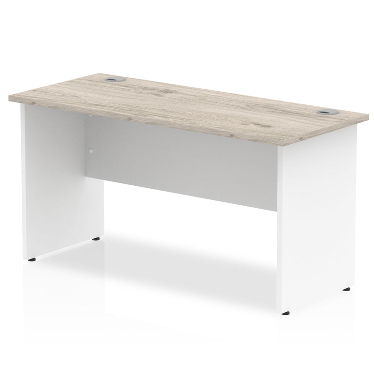 Impulse 1400mm Slimline Panel End Desk - Rectangular MFC, Self-Assembly, 5-Year Guarantee, 1400x600mm, White & Matching Frame, 35.6kg