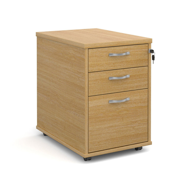 Tall mobile 3 drawer pedestal with silver handles 600mm deep - Office Products Online