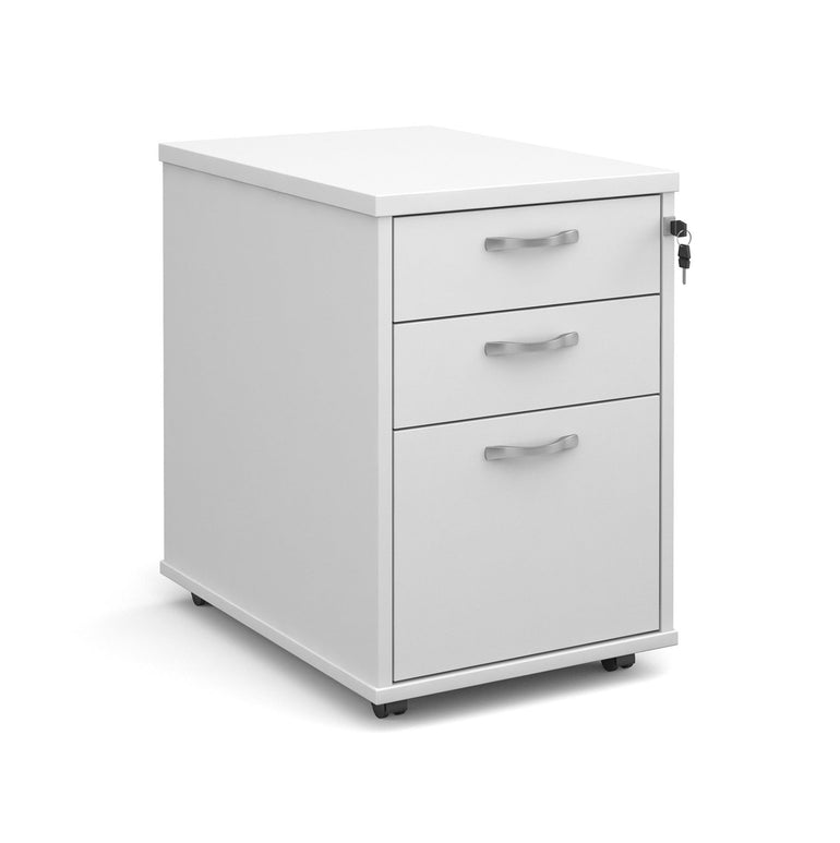 Tall mobile 3 drawer pedestal with silver handles 600mm deep - Office Products Online