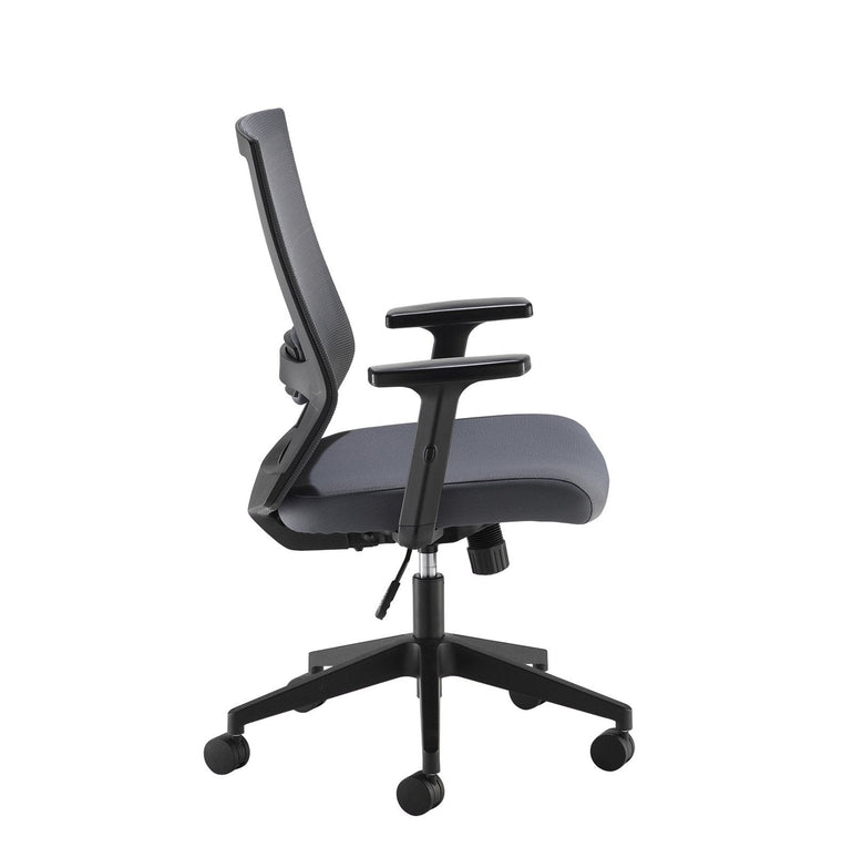 Travis mesh back operator chair with grey fabric seat and black base - Office Products Online