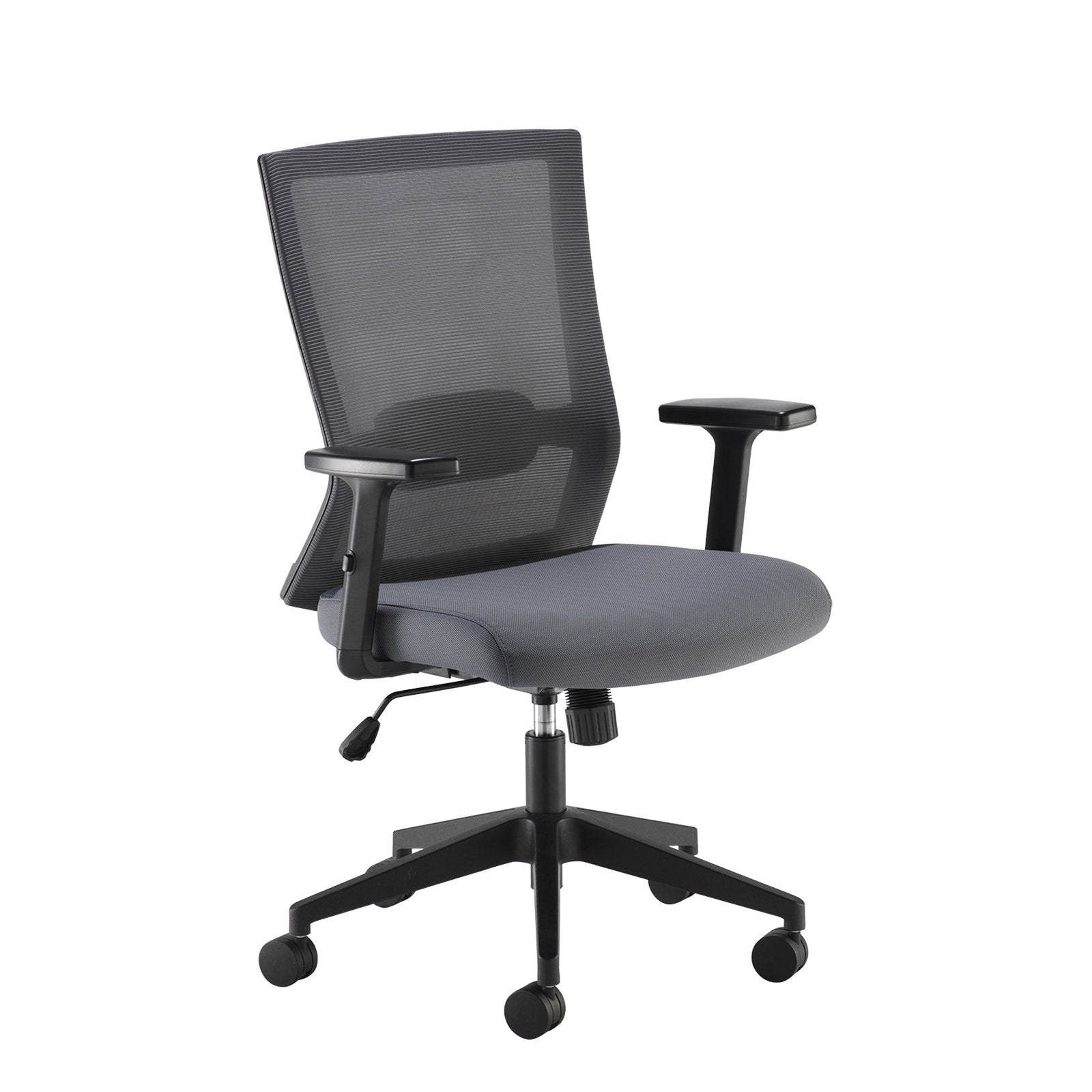 Travis mesh back operator chair with grey fabric seat and black base - Office Products Online