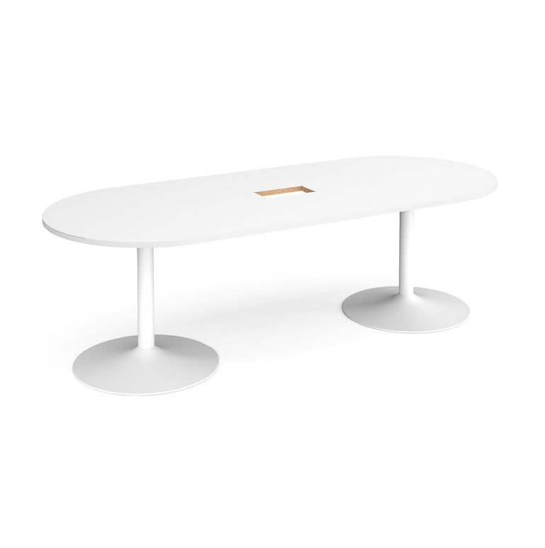 Trumpet base radial end boardroom table with central cutout - Office Products Online