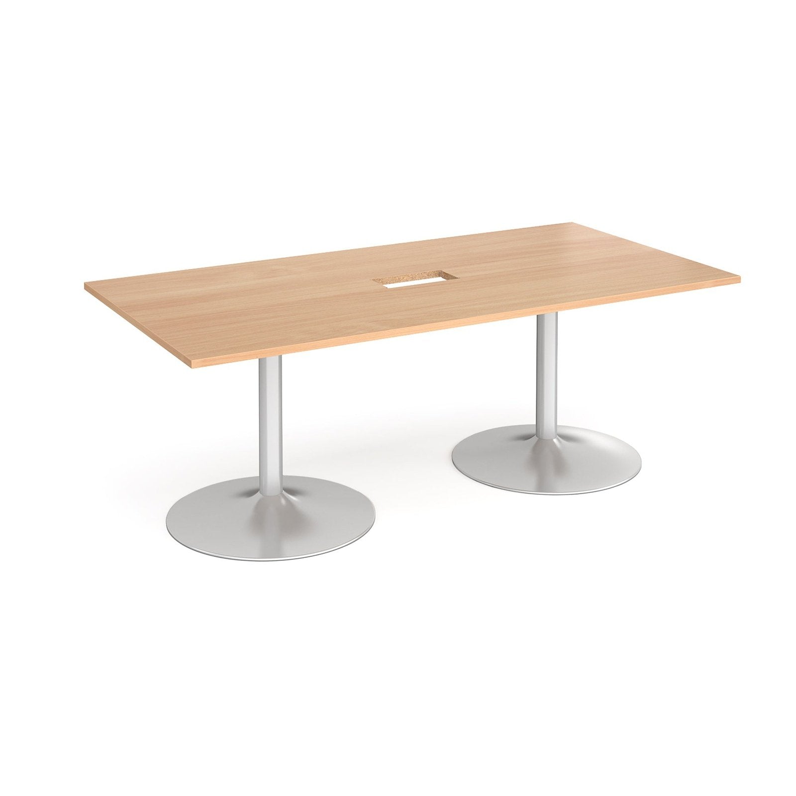 Trumpet base rectangular boardroom table with central cutout - Office Products Online