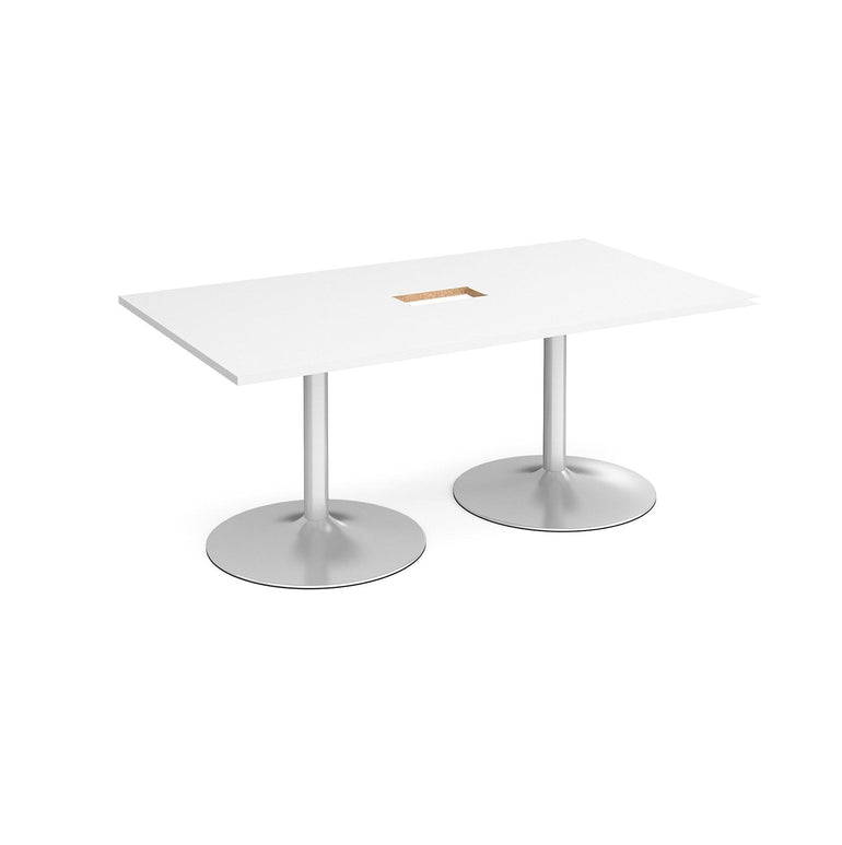 Trumpet base rectangular boardroom table with central cutout - Office Products Online