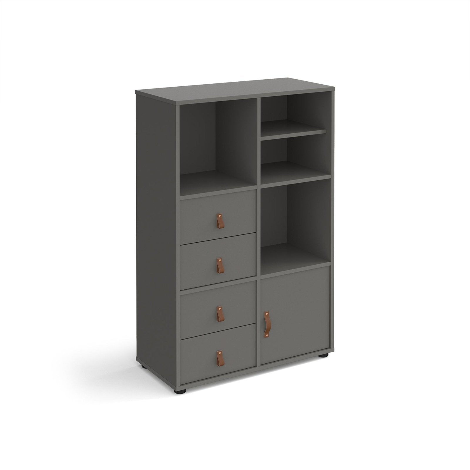 Universal cube storage unit 1295mm high on glides with matching shelf, cupboard and 2 sets of drawers - Office Products Online