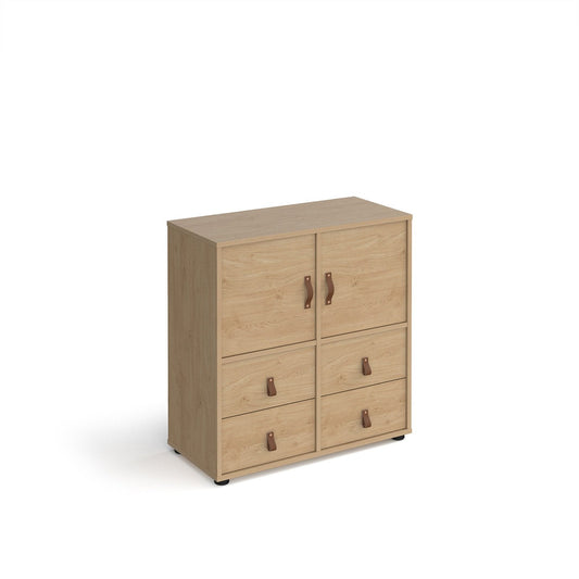 Universal cube storage unit 875mm high on glides with cupboards and 2 sets of drawers - Office Products Online