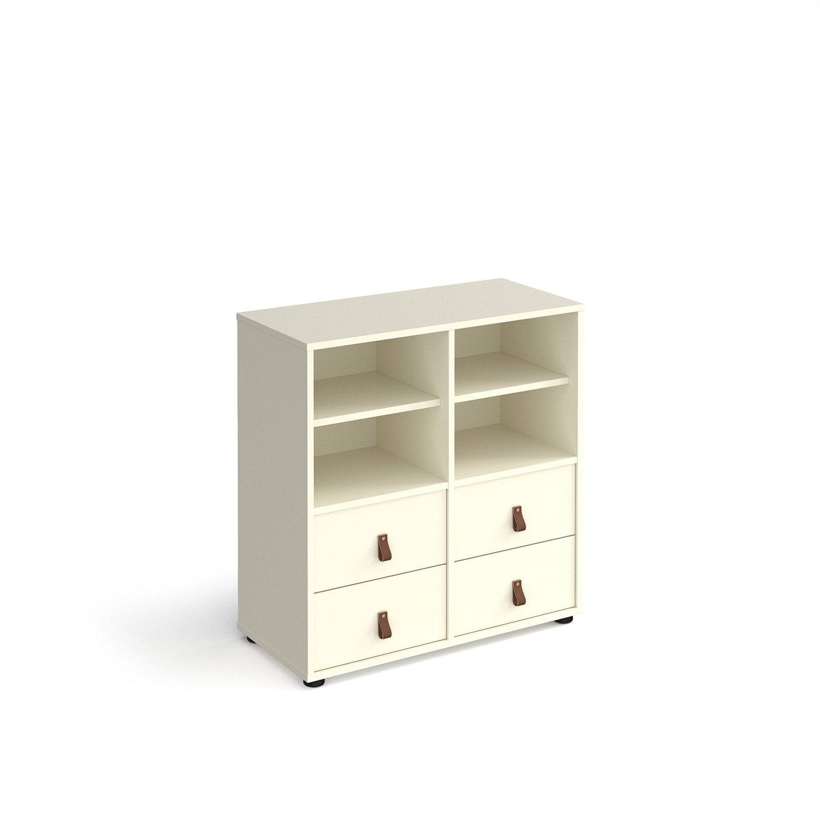 Universal cube storage unit 875mm high on glides with matching shelves and 2 sets of drawers - Office Products Online