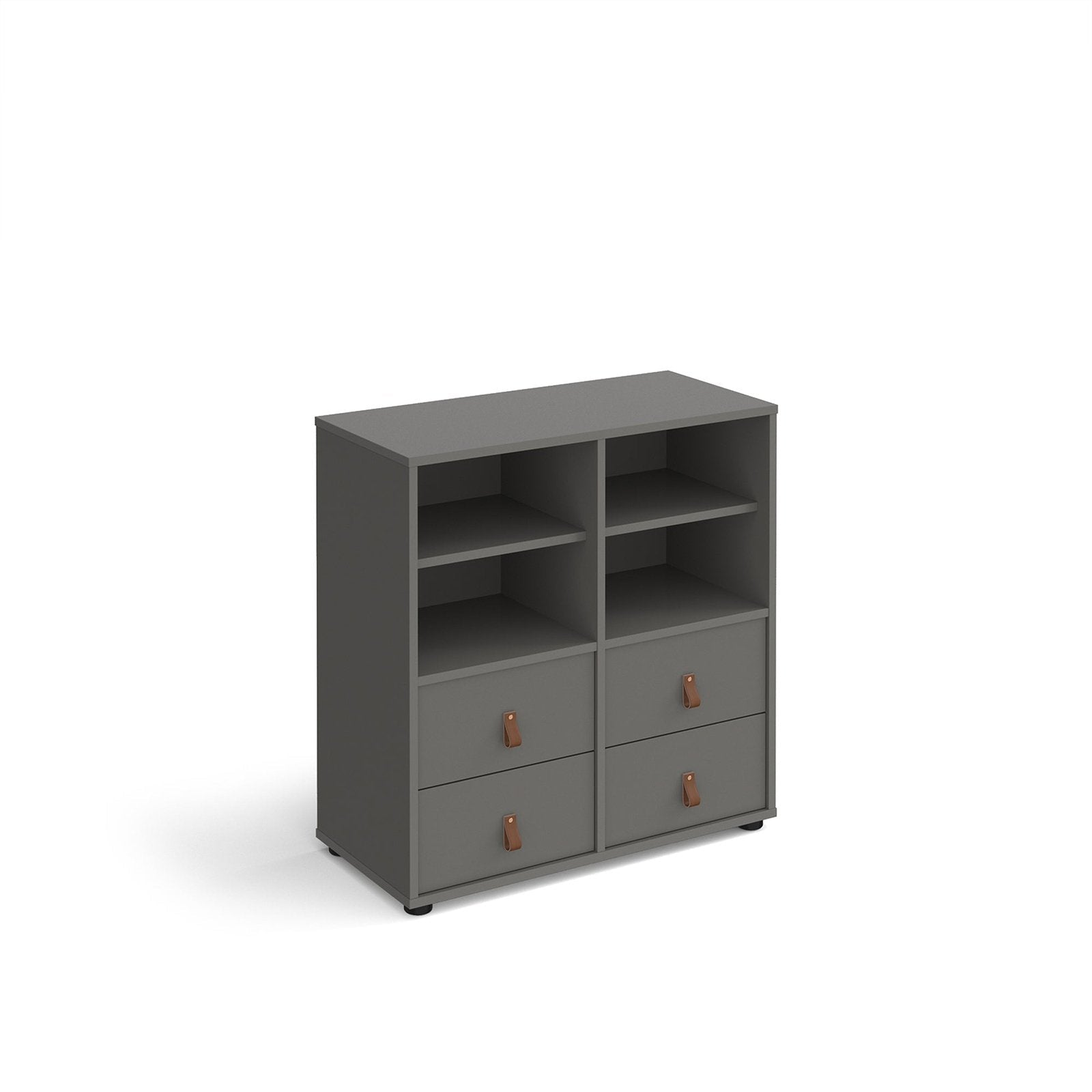 Universal cube storage unit 875mm high on glides with matching shelves and 2 sets of drawers - Office Products Online