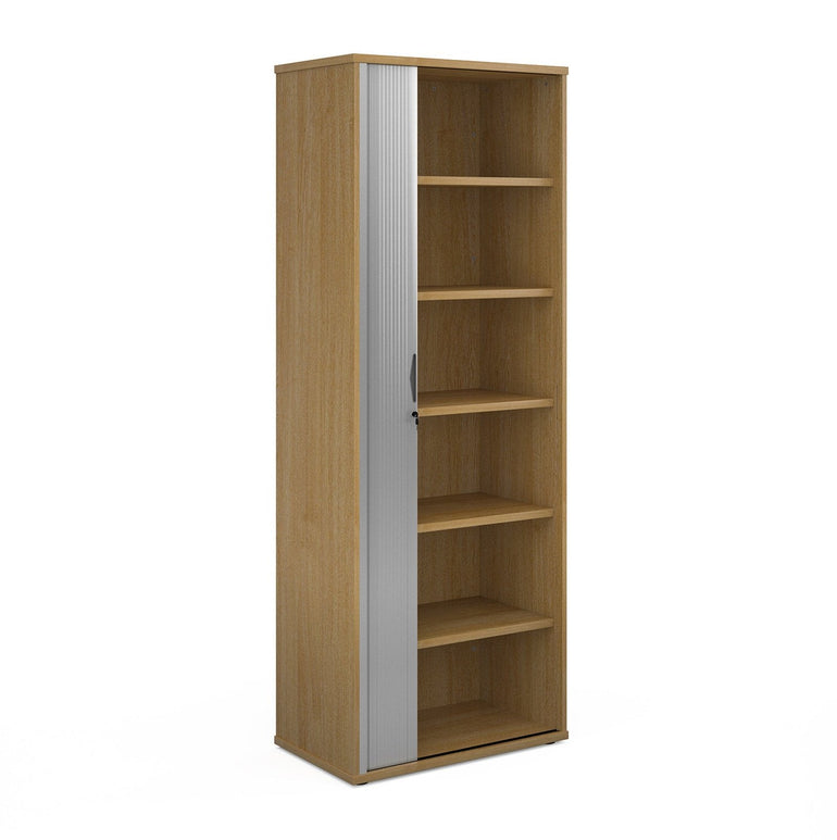Universal single tambour cupboard with silver door - Office Products Online