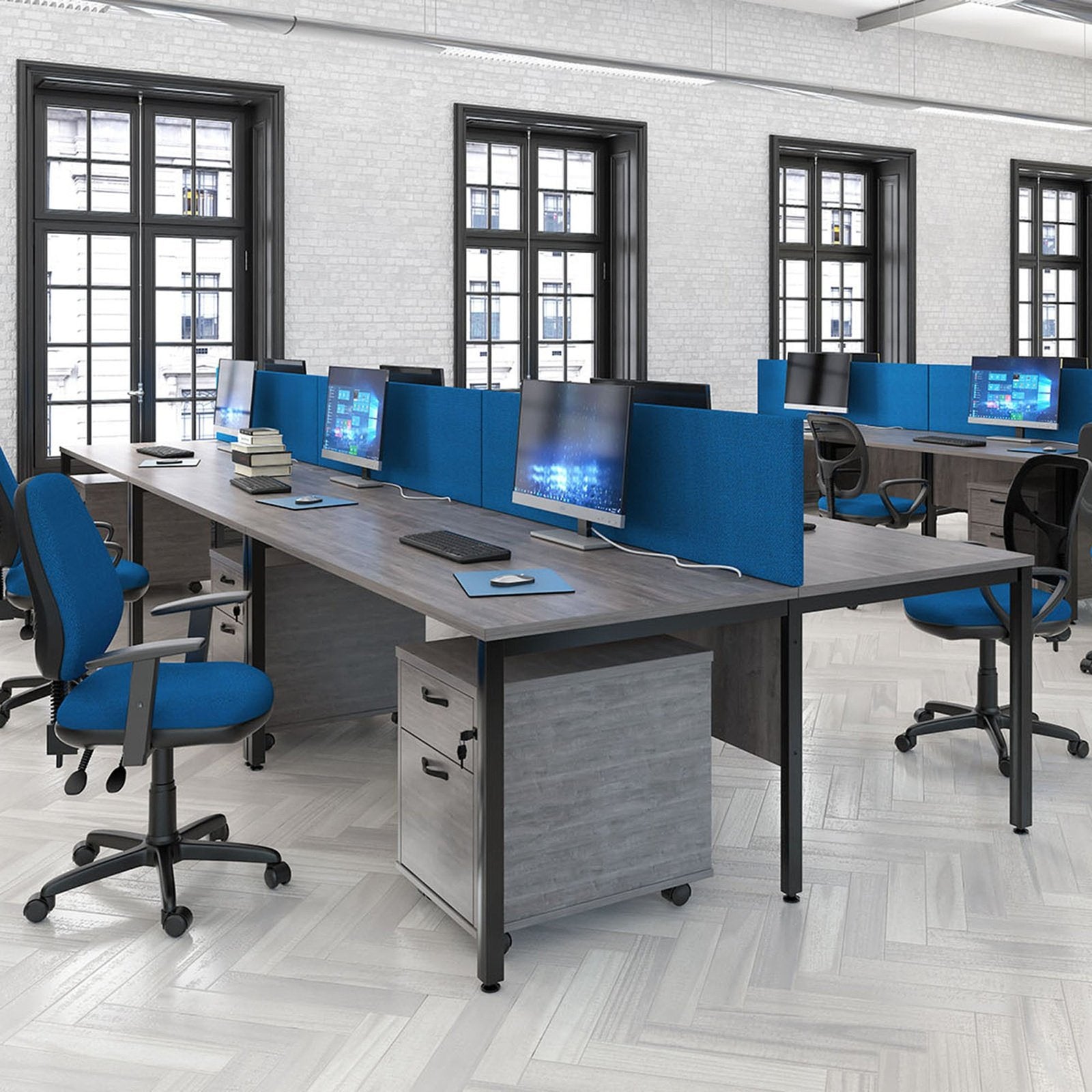 Maestro 25 bench leg straight desk 800 deep - Office Products Online